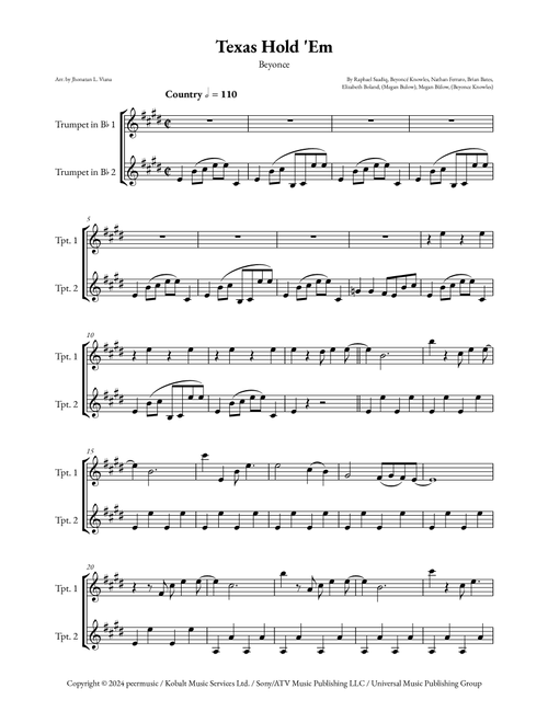 Texas Hold 'em (Arr. Jhonatan Lucio Viana) - Beyoncé (Trumpet Duet)