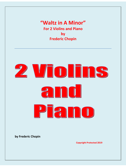 Waltz in A Minor (Chopin) - 2 Violins and Piano - Chamber music (Arr. Raymond Fenech) - Frederic Chopin (Instrumental Duet and Piano)
