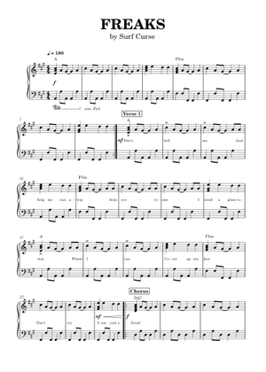 Freaks – Surf Curse Sheet Music and Tab for Guitar, Bass guitar, Drum ...