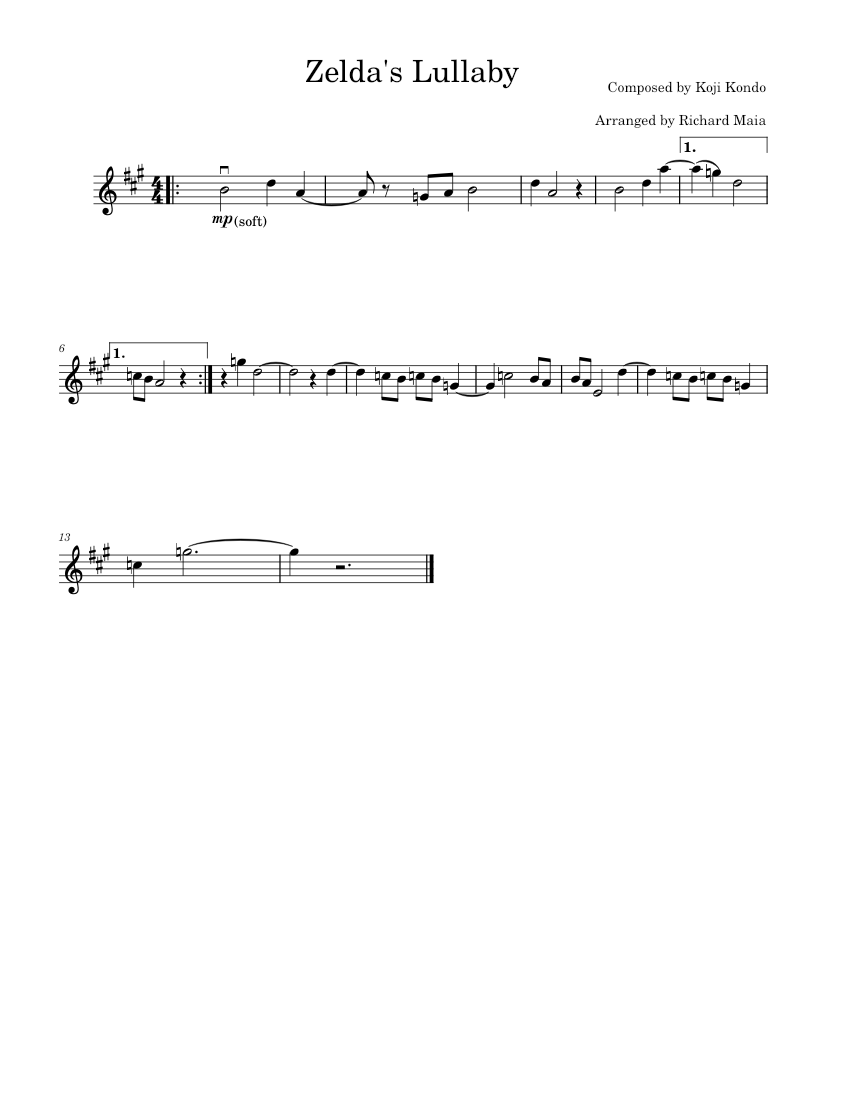 Zelda's Lullaby – Koji Kondo Zelda's_lullaby Sheet Music for Violin ...