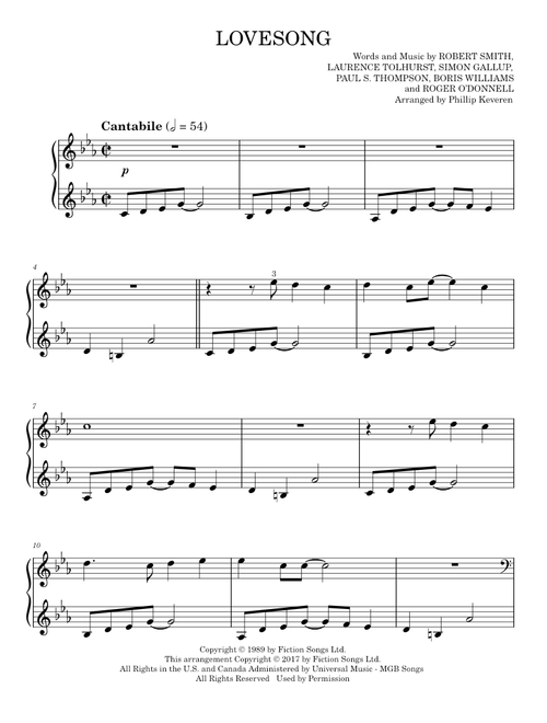 Lovesong [Classical version] (arr. Phillip Keveren) - Adele (Easy Piano)