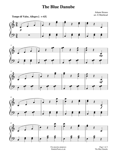 Themes from The Blue Danube for Piano