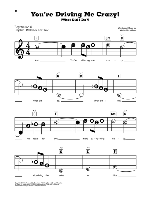 You're Driving Me Crazy! (What Did I Do?) - Walter Donaldson (E-Z Play Today)