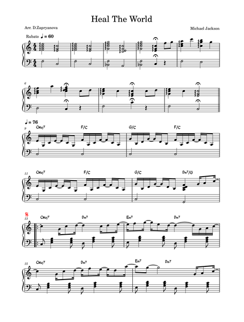 Heal The World (prelude) (Arr. Desislava Zapryanova) - Michael Jackson (Piano Solo)