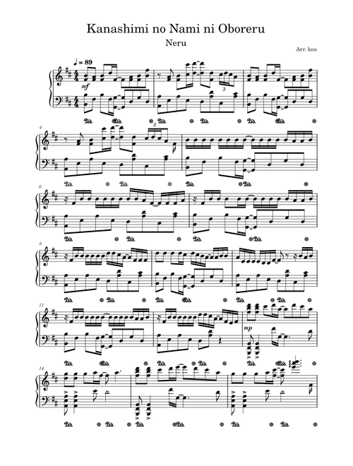 Drowning in a Wave of Sadness かなしみのなみにおぼれる - Neru feat. Kagamine Len - Piano Solo