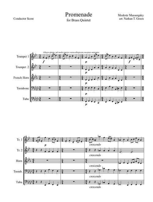 Promenade from Pictures at an Exhibition (for Brass Quintet)