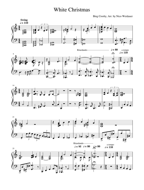 White Christmas piano