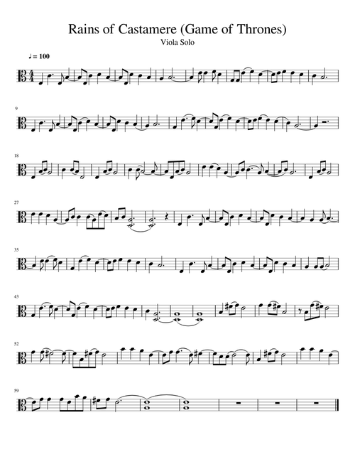 Rains of Castamere (Game of Thrones) (Viola Solo)