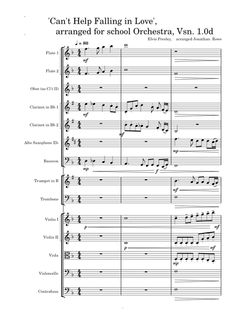 'I Cant Help Falling in Love' for school Orchestra, Vsn. 1.0d