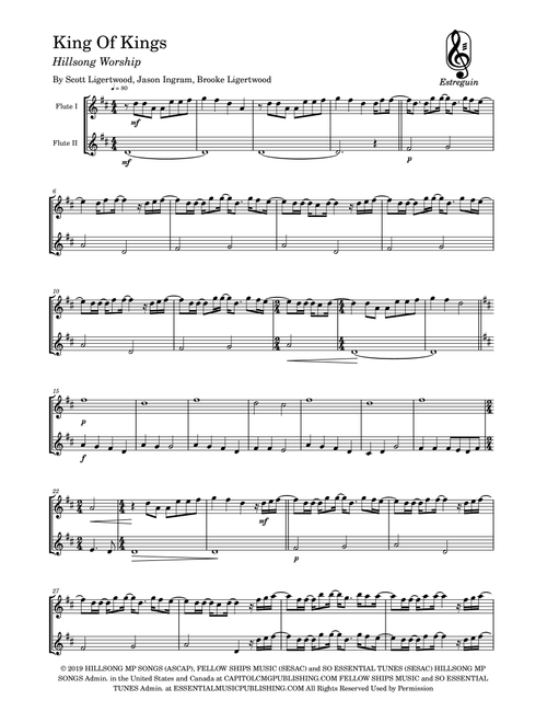 King Of Kings (Arr. Estreguin) - Hillsong Worship (Flute Duet)