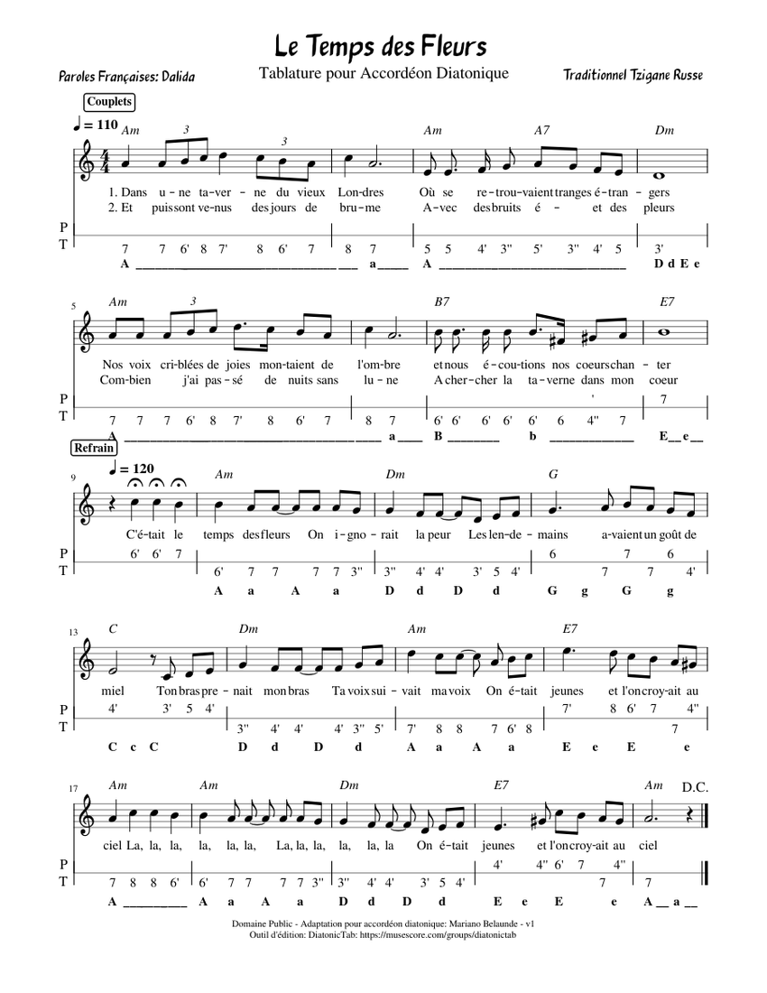Le Temps des Fleurs Traditionnel Tzigane Russe Sheet music for Accordion (Solo)