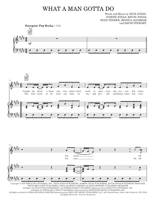 What a man gotta do - Jonas Brothers (Piano-Vocal-Guitar)
