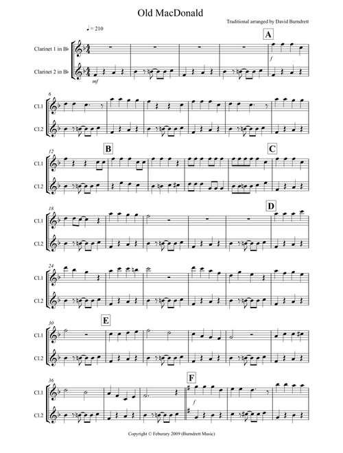 Old MacDonald! for Clarinet Duet (Arr. David Burndrett) - Traditional (Clarinet Solo)