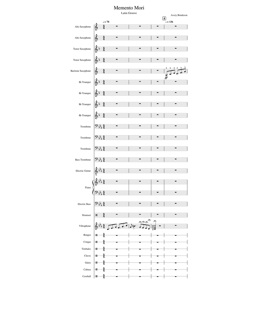 Memento Mori Sheet music for Piano, Trombone, Trombone bass, Saxophone