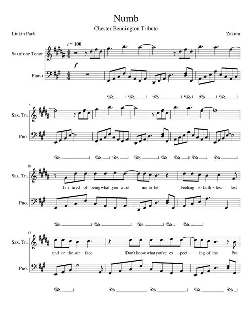 Linkin Park - Numb - Sax Tenor