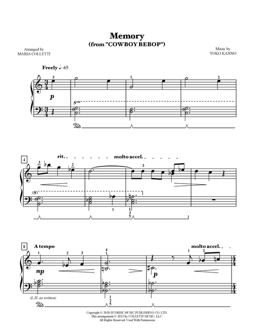 Memory (Arr. Maria Colletti) - Yoko Kanno (Easy Piano)