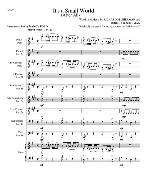 It's a Small World - Richard M. Sherman and Robert B. Sherman (for woodwinds)