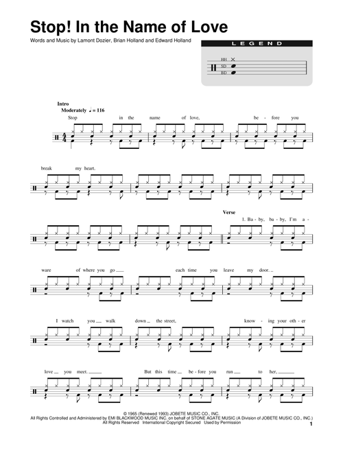 Stop! In The Name Of Love - The Supremes (Drum Transcription)
