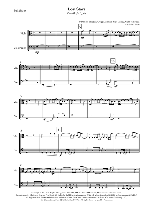 Lost Stars (Arr. Fabio Britto) - Maroon 5 (Instrumental Duet)