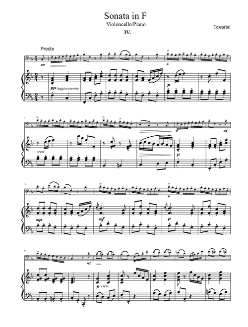 Tessarini Sonata in F IV. Violoncello/Piano
