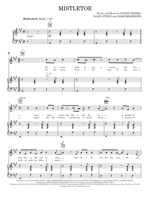 Mistletoe - Justin Bieber (Piano-Vocal-Guitar)
