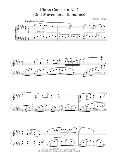Piano Concerto No. 1 (2nd Movement - Romance) - Frederic Chopin, The Pianist Movie (Piano Solo)