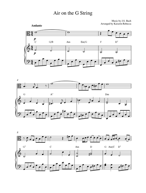 Air on the G String (Arr. Kaiserin Rebecca) - JS Bach (Viola and Piano)