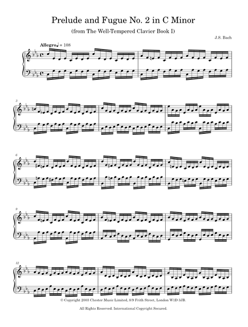 Prelude and Fugue in C minor, BWV 847 - Johann Sebastian Bach (Piano Solo)