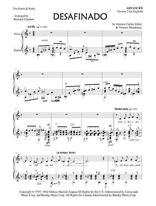 Desafinado (Arr. Richard Charlton) - Antonio Carlos Jobim, Newton Mendonça (Piano-Vocal-Guitar (Piano Accompaniment))