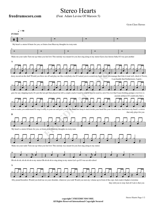 Stereo Hearts (Arr. COPYDRUM) - Gym Class Heroes Featuring Adam Levine (Drums)