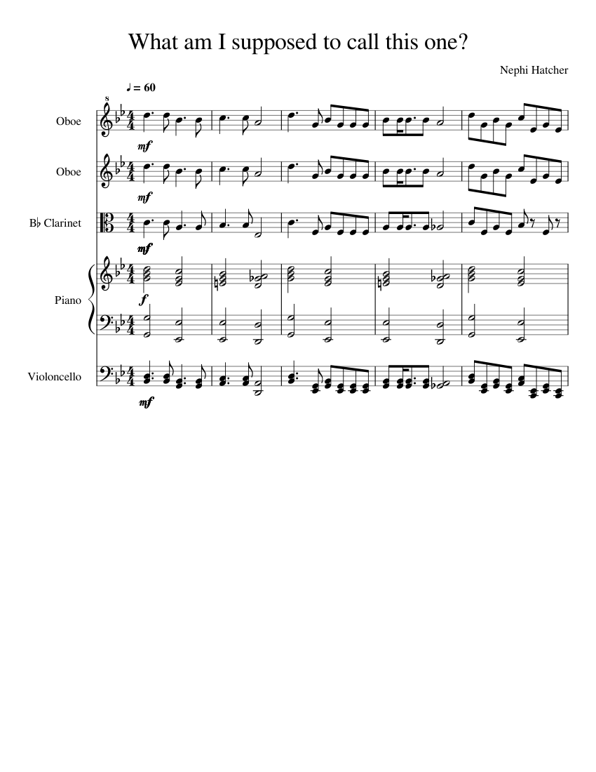A work in progress Sheet music for Piano, Oboe, Clarinet in b-flat ...