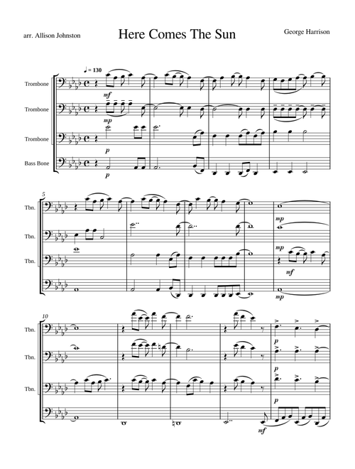 Here comes the sun – trombone quartet