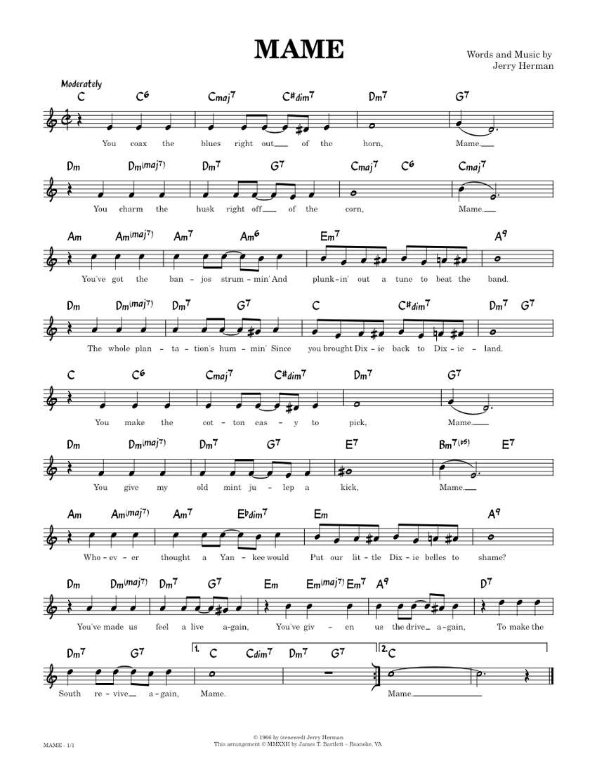 Mame [lead sheet] Jerry Herman Sheet music for French horn (Solo
