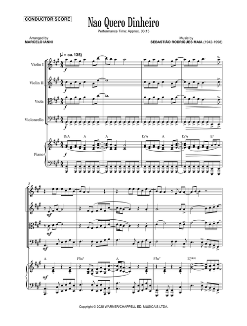 Nao Quero Dinheiro (So Quero Amar) (Arr. Marcelo Ianni) - Sebastiao Rodrigues Maia (String Quartet)