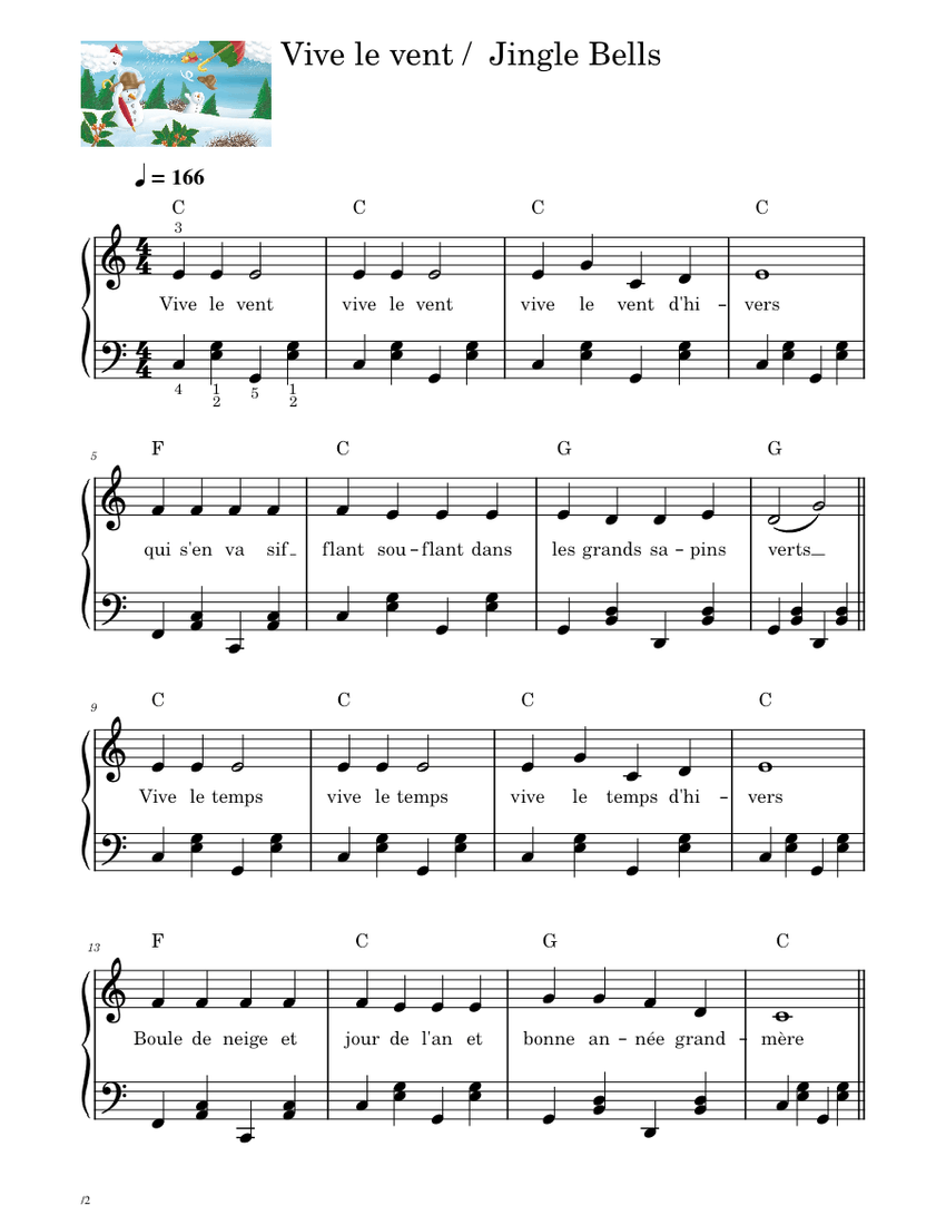 Noël / Vive le vent / Jingle Bells ( piano ) Sheet music for Piano (Solo)