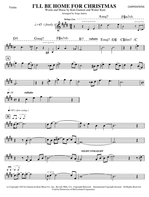 I'll Be Home For Christmas (Arr. Jorge Juárez) - Rascal Flatts (Violin Solo)