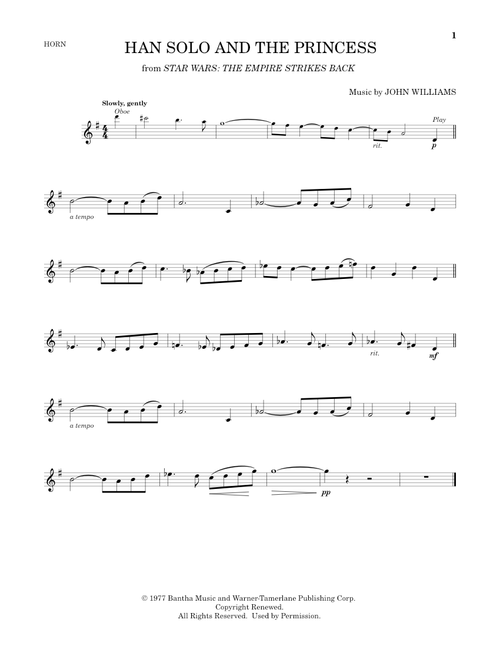 Han Solo And The Princess (from Star Wars: The Empire Strikes Back) - John Williams (French Horn Solo)