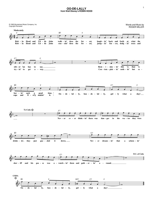 Oo-De-Lally - Roger Miller (Lead Sheet - Fake Book)