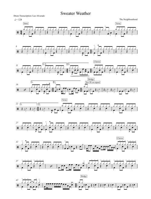 Sweater Weather (Arr. Drum Transcription: Leo Alvarado) - The Neighbourhood (Drums)