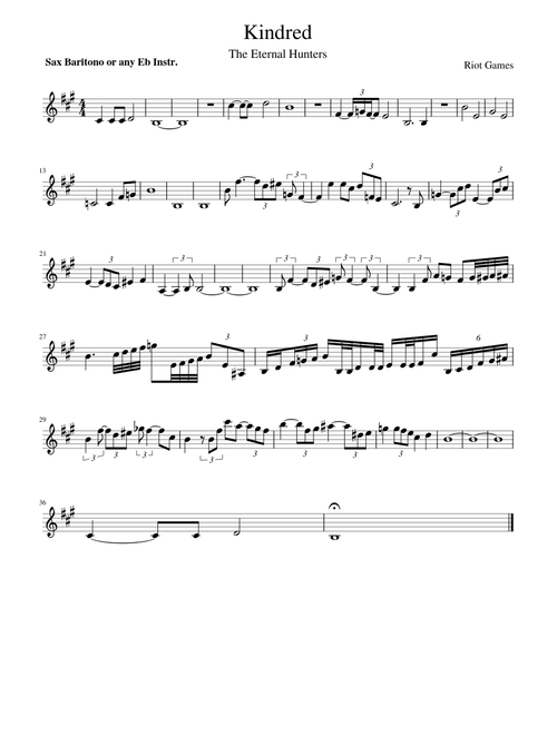 Kindred theme from League of Legends for any Eb instruments