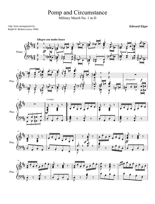 Elgar Pomp and Circumstance March No. 1 (Piano solo with choral finale)