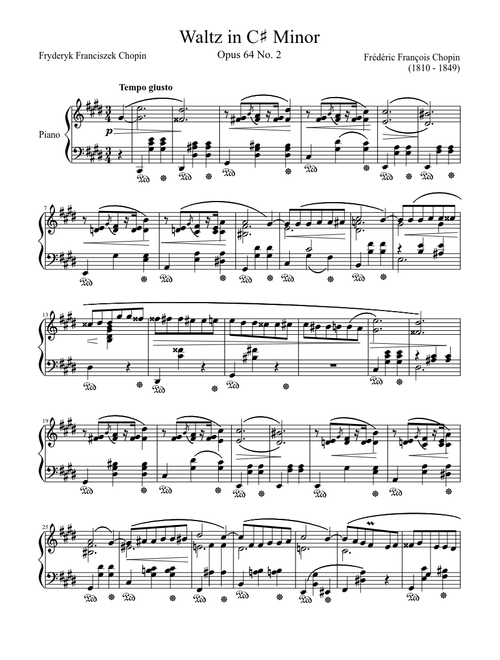 Waltz Opus 64, No. 2 in C♯ Minor