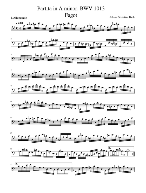 Partita in A minor Allemande BWV 1013 Solo for Bassoon
