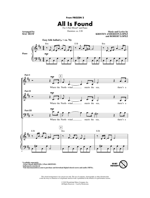 All Is Found (from Disney's Frozen 2) (arr. Mac Huff) - Evan Rachel Wood (Choral, 3-Part Mixed)