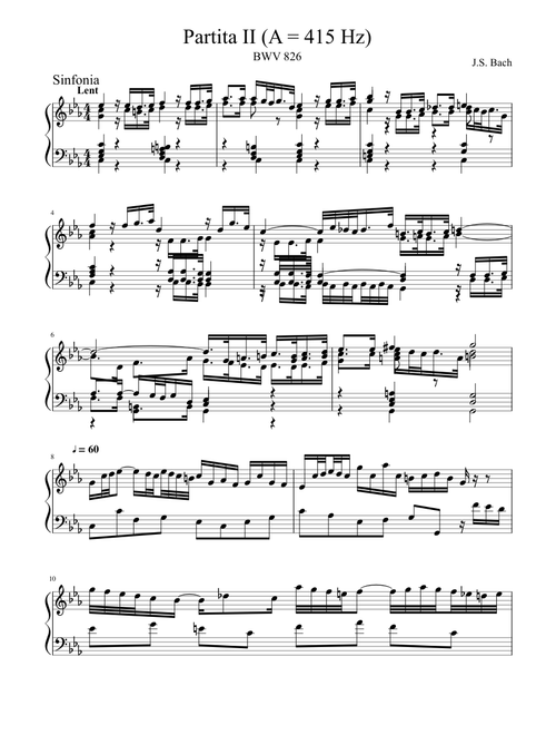 BWV 826: Partita II (A = 415 Hz) - Harpsichord sound