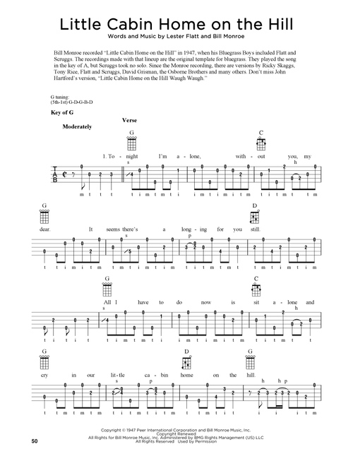 Little Cabin Home On The Hill (arr. Fred Sokolow) - Bill Monroe, Lester Flatt (Banjo)