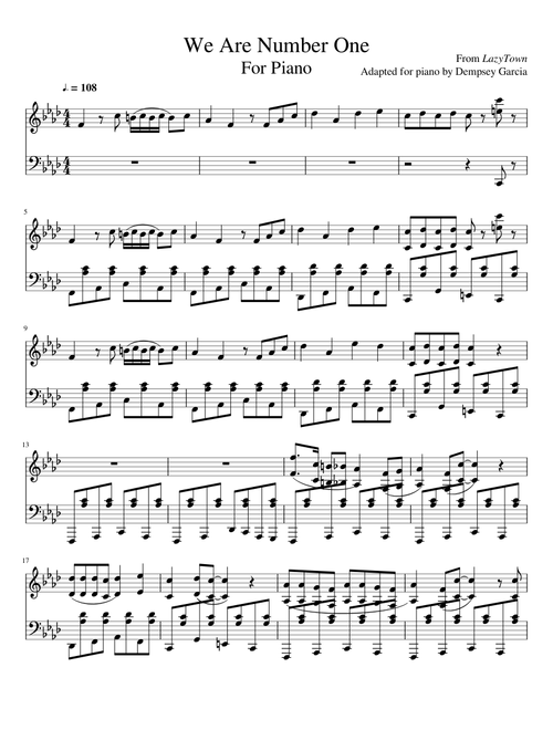 LazyTown's We Are Number One (piano adaptation)