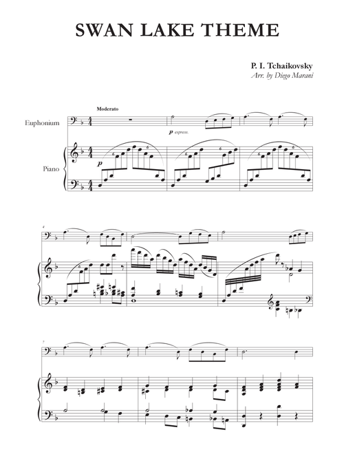 Swan Lake Theme for Euphonium and Piano (Arr. Diego Marani) - P. I. Tchaikovsky (Euphonium and Piano)