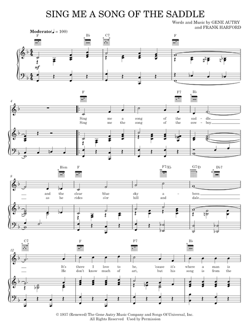 Sing Me A Song Of The Saddle - Bing Crosby, Gene Autry (Piano-Vocal-Guitar)