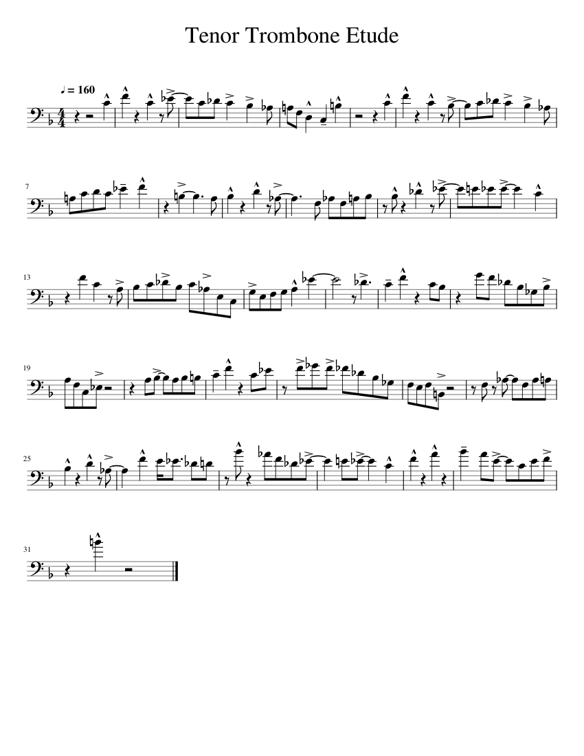 Tenor Trombone Etude Sheet Music for Trombone (Solo) | MuseScore.com